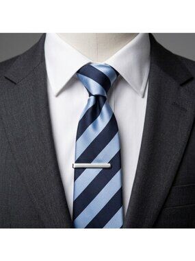 Puccini Men’s Necktie Blue Stripes 3”W x 60” Silk